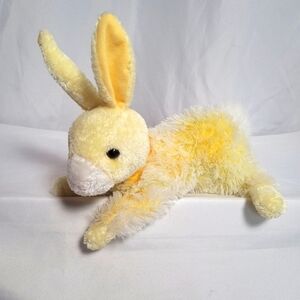 Yellow Bunny Rabbit Plush Animal Toy With Yellow Plaid Bow Laying Walmart 13"